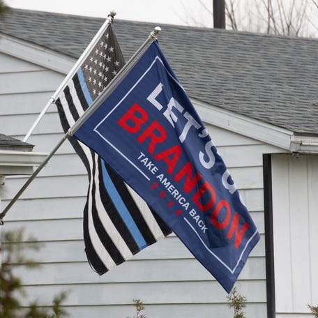 Let's Go Brandon sign on a home.