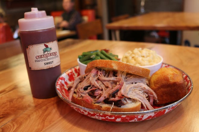 The pulled pork sandwich at Starbeck's Smokehouse, 6607 University Ave., Cedar Falls, won the 2022 Pulled Pork Madness competition.