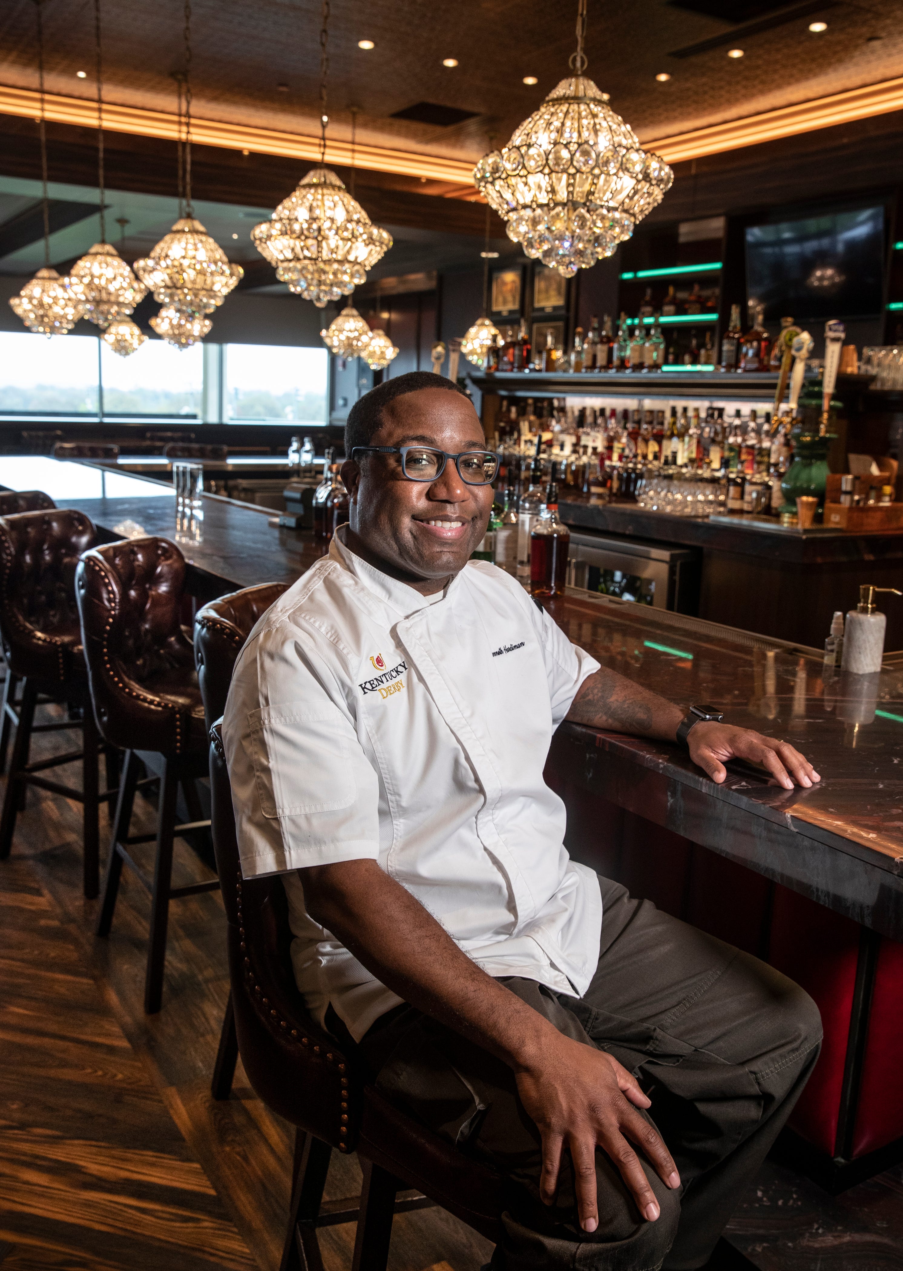 Kenneth Hardiman is the interim executive chef at Churchill Downs. Hardiman is seen in the Matt Winn's Steakhouse at the track. April 13, 2022