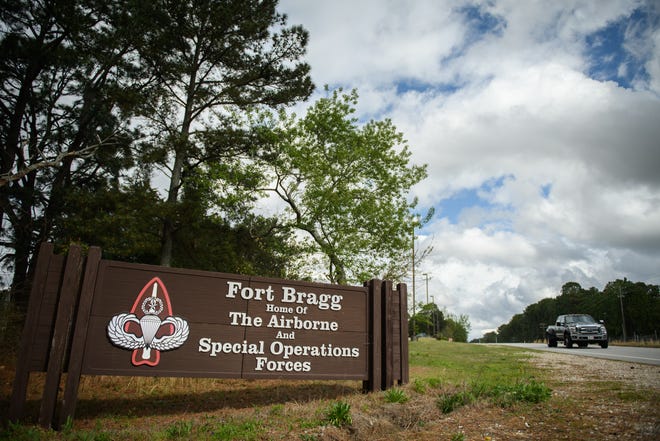 The sign for Fort Bragg on Bragg Boulevard on Fort Bragg.