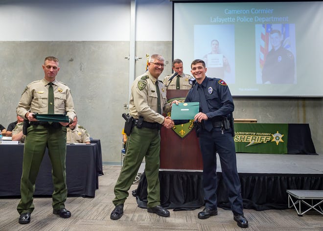 Cameron Cormier during the Graduation ceremony at the Acadiana Law Enforcement Training Academy (ALETA). Thursday, April 14, 2022.