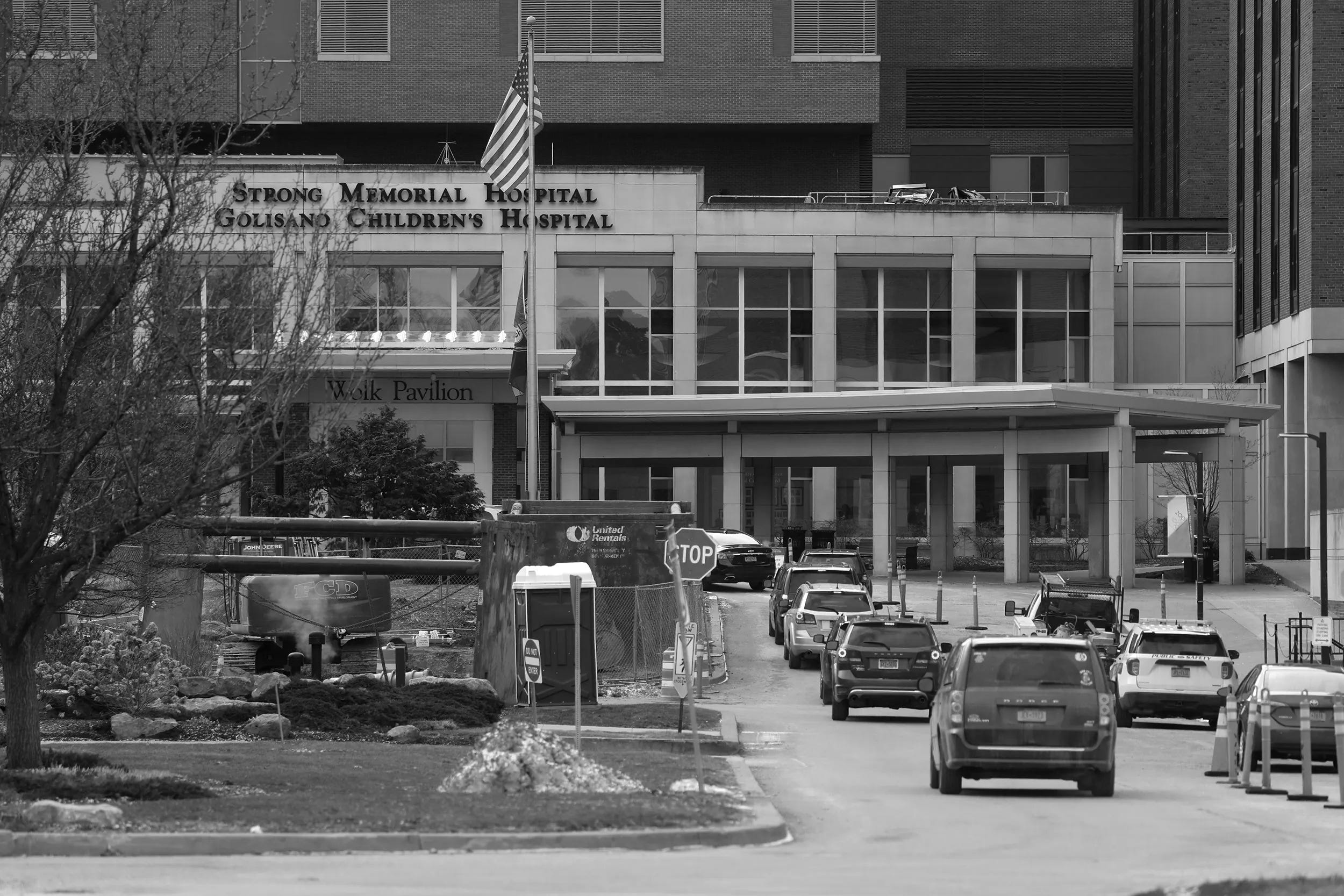 URMC, University of Rochester Medical Center, includes Strong Memorial Hospital, Golisano Children's Hospital, and the Wilmot Cancer Institute to name some of its patient care facilities on Feb. 23, 2022. The main entrance to Strong Memorial Hospital is located on Elmwood Ave. in Rochester, NY.