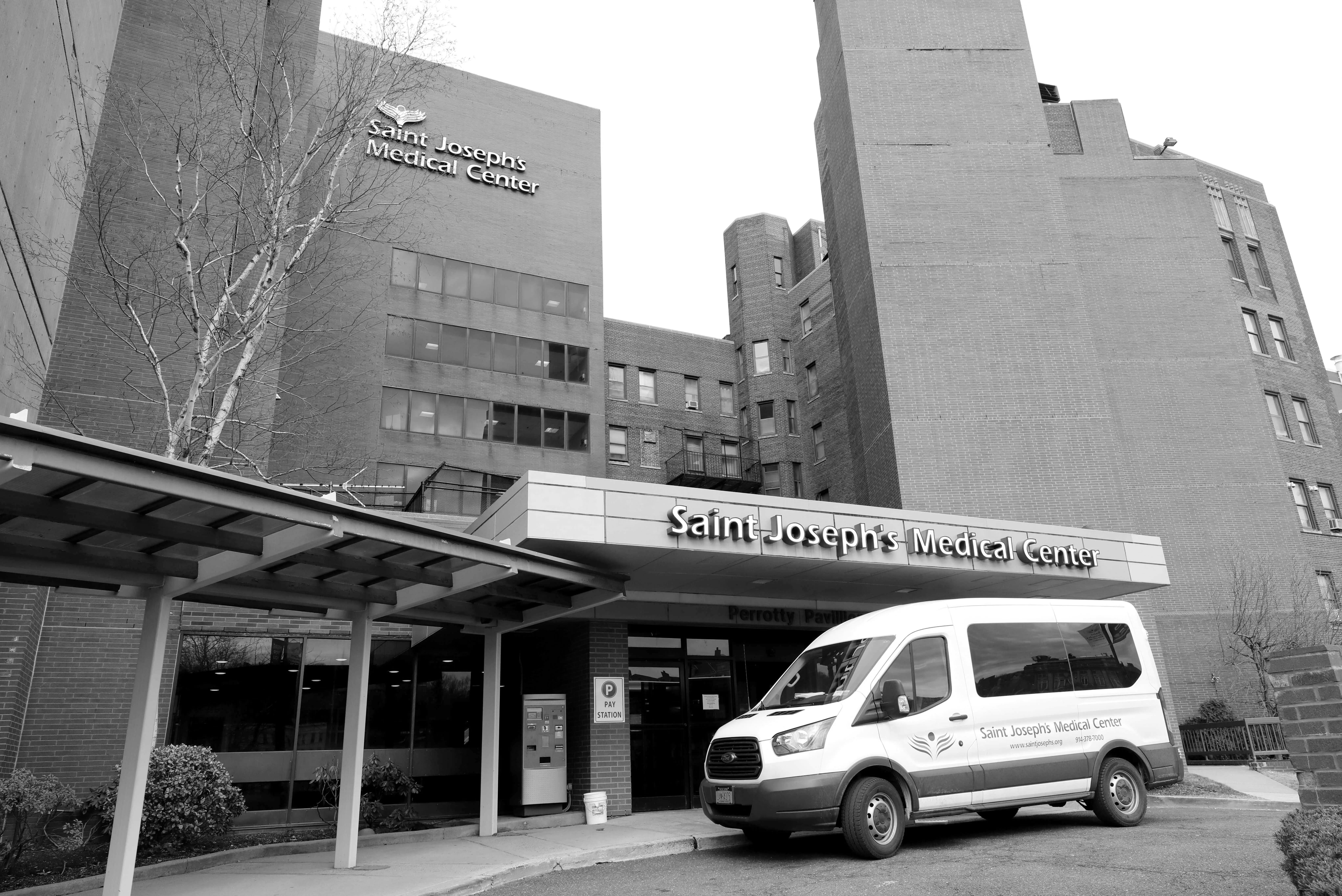 The exterior of Saint Joseph's Medical Center in Yonkers, photographed Feb. 24, 2022.