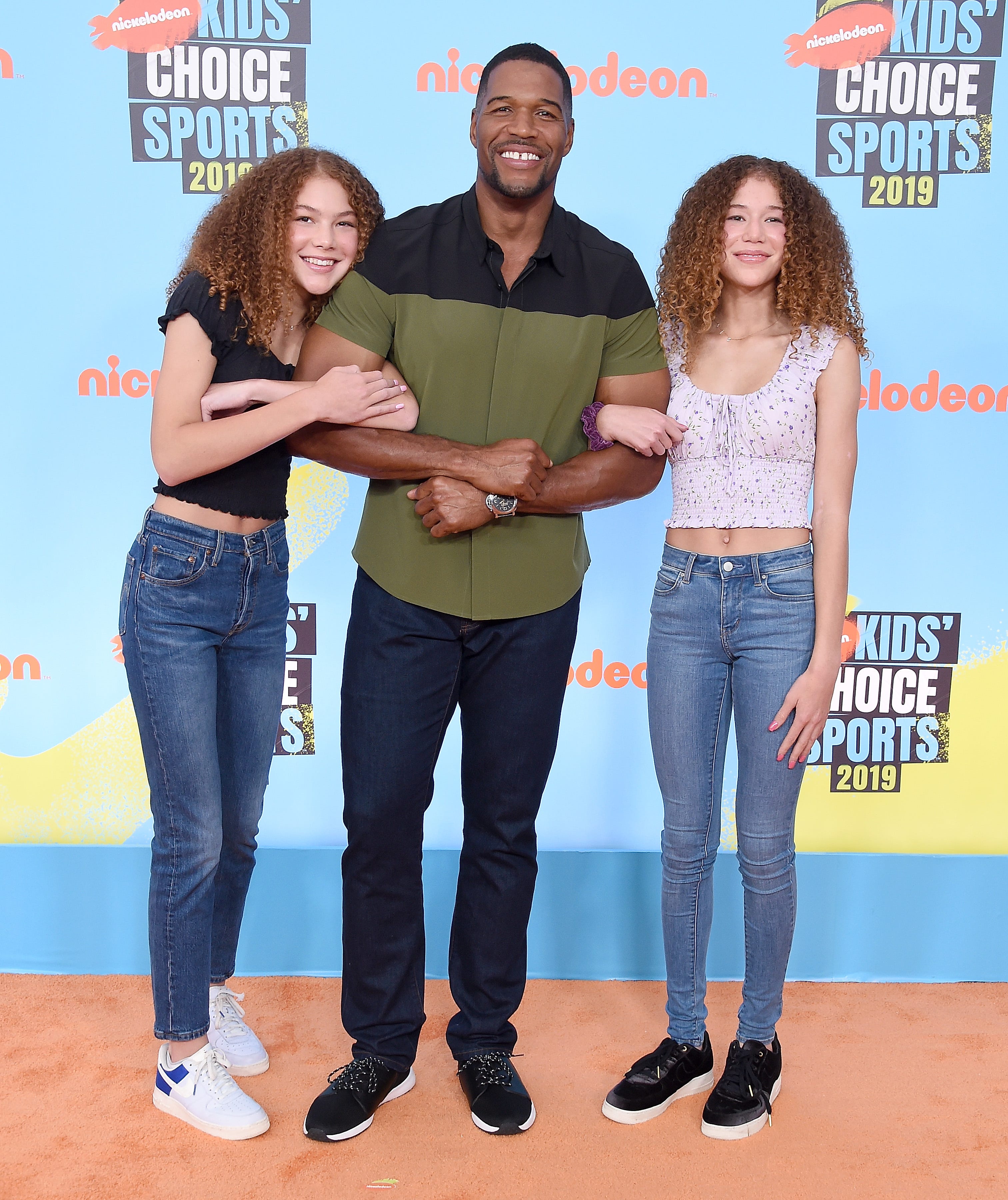 SANTA MONICA, CA - JULY 11:  (L-R) Sophia Strahan, Michael Strahan, and Isabella Strahan attend Nickelodeon Kids' Choice Sports 2019 at Barker Hangar on July 11, 2019 in Santa Monica, California.  (Photo by Gregg DeGuire/WireImage) ORG XMIT: 775358330 ORIG FILE ID: 1155206983