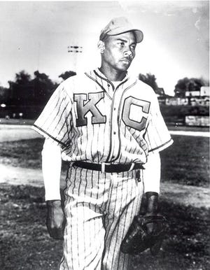 Hilton Smith pictured in 1945, the year he was teammates with Jackie Robinson on the Kansas City Monarchs.