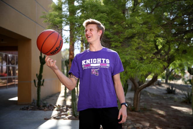 Cord Stansberry, Shadow Hills High School basketball, in Palm Springs, Calif., on April 14, 2022.
