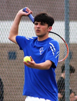 Cedar Crest's Charlie Robbins contributed a singles win to the Falcons' Section 1-clinching win over Hempfield on Wednesday