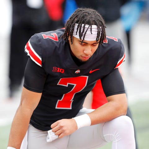Ohio State quarterback C.J. Stroud during a moment