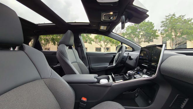 A panoramic roof comes standard in the 2023 Toyota bZ4X EV.