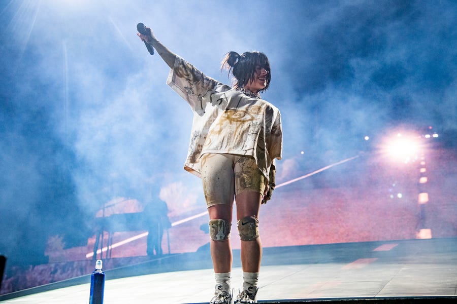 Billie Eilish performs at the Coachella Music & Arts Festival at the Empire Polo Club on Saturday, April 16, 2022, in Indio, Calif. (Photo by Amy Harris/Invision/AP) ORG XMIT: CAAH135