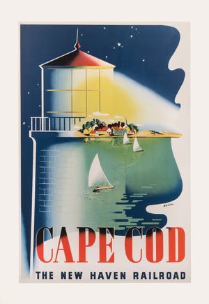 Poster of an early tourism image in the "Creating Cape Cod exhibit" at Heritage Museums & Gardens in Sandwich.