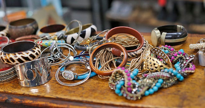 Vintage fashion jewelry at Franklin Street Finds, an antique and bric-a-brac store in Quincy, Wednesday, April 20, 2022.