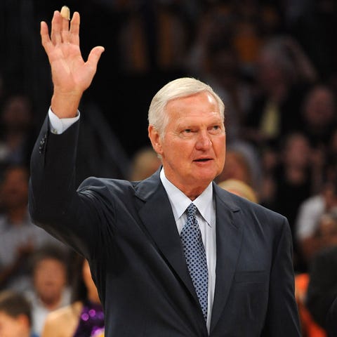 Jerry West, seen here during a 2012 Lakers game, h