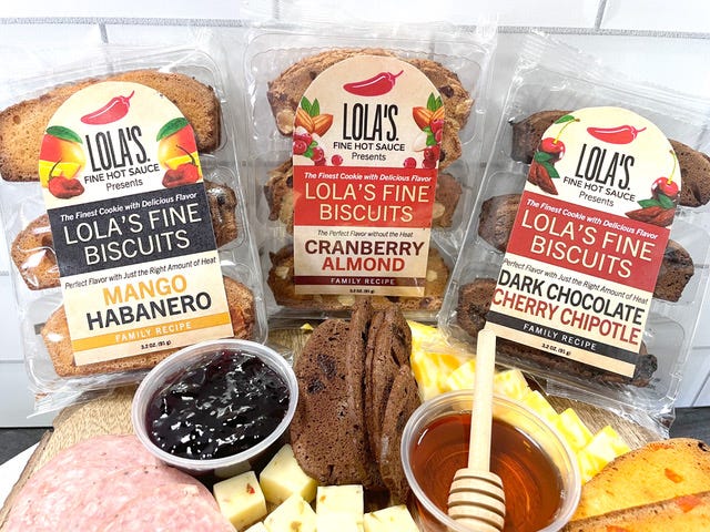 Lola's Fine Hot Sauce has released a line of flavored biscuits, available in Hy-Vee stores.