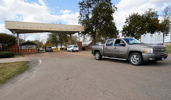 The front gate of the Mississippi State Penitentiary in Parchman, Miss., is shown Nov. 17, 2021.