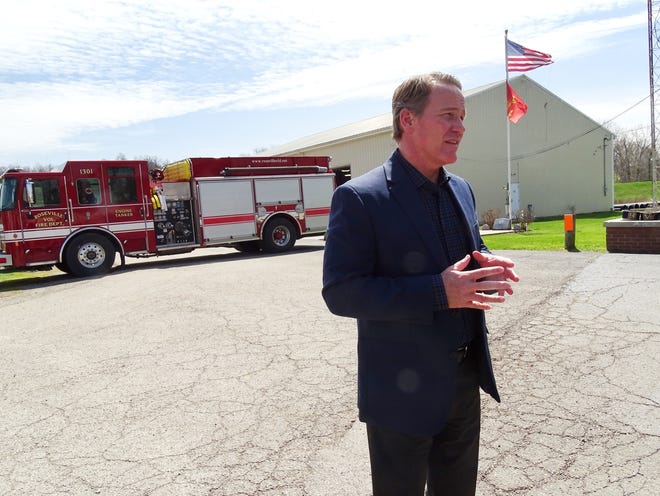 Ohio Lt. Gov. Jon Husted visited Roseville on Wednesday to meet with local volunteer fire departments.