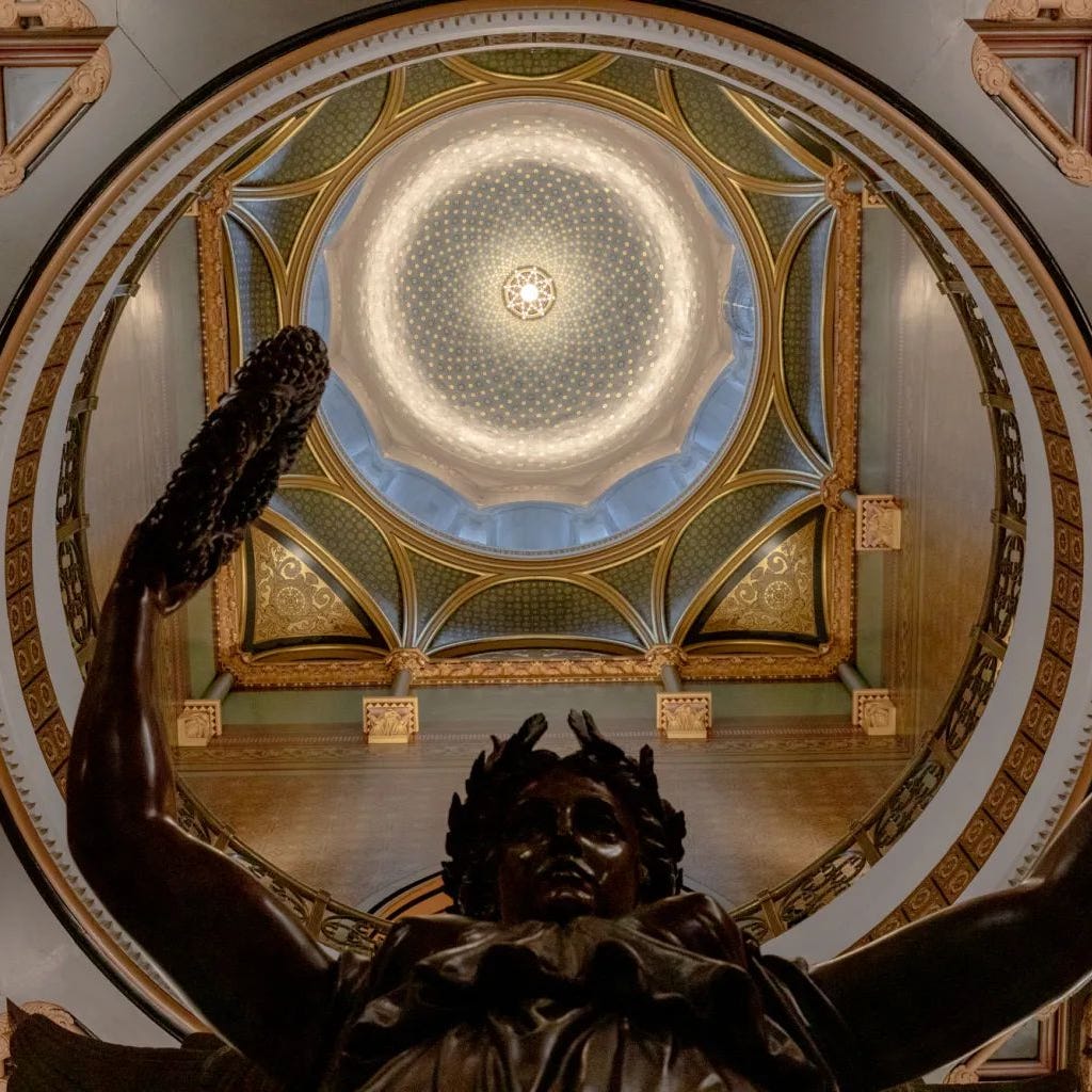 The "Genius of Connecticut" statue on the first floor of the State Capitol.