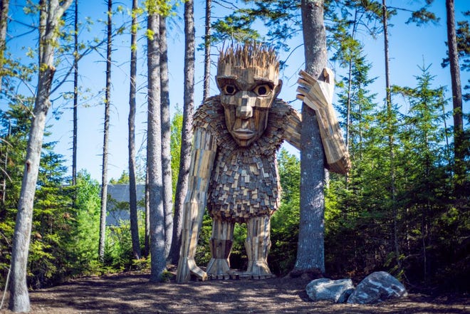 A giant troll at the Coastal Maine Botanical Gardens.