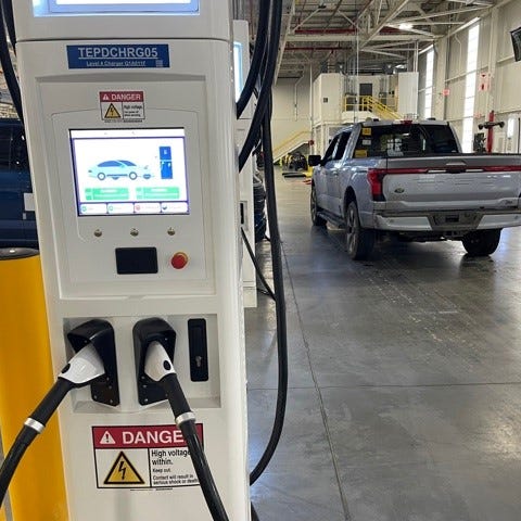 This charging station is located at the end of the