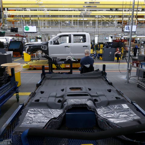 Workers inside the Ford Rouge Electric Vehicle Cen