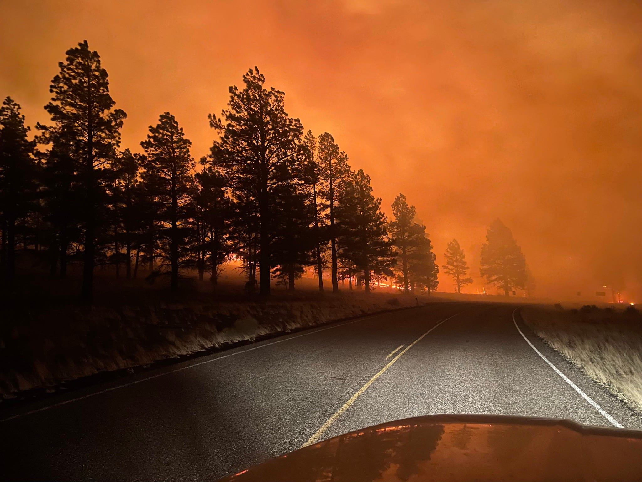 The Tunnel Fire burns near Flagstaff during April 2022.