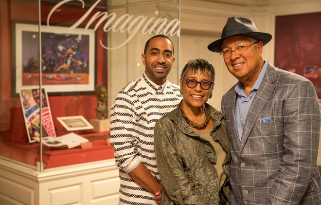 Shirley and Bernard Kinsey, cultivators of the Kinsey African American Art & History Collection, are pictured with their son, Khalil, chief operations officer and chief curator of the collection. Florida State University Panama City is hold a grand opening for the world-renowned Kinsey African American Art & History Collection on Friday, April 22, 2022.