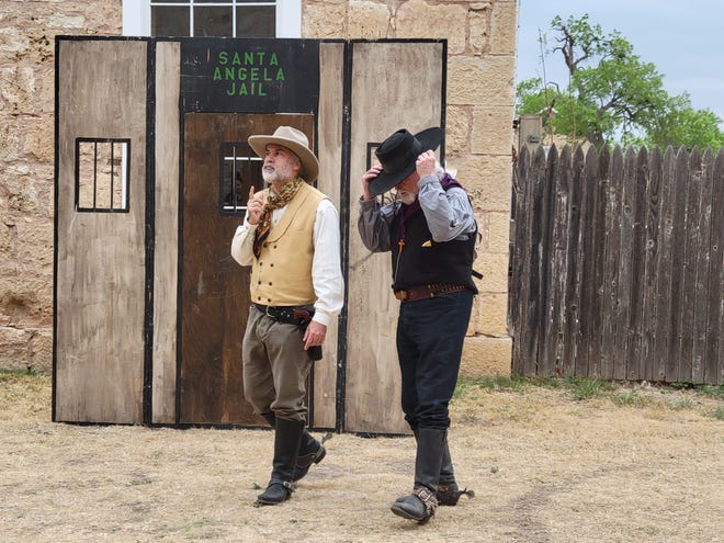 Concho Cowboy Co. starts a performance at Fort Concho during Frontier Day on Saturday, April 23, 2022.