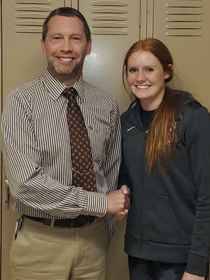 Mr. Christopher Siders, NHS Advisor, is pictured with April Senior of the Month, Ella Dixon.