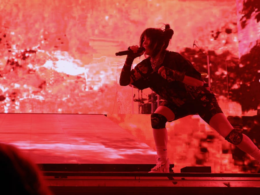 April 23, 2022 : Billie Eilish performs on the Coachella stage during the 2022 Coachella Valley Music And Arts Festival in Indio, Calif.
