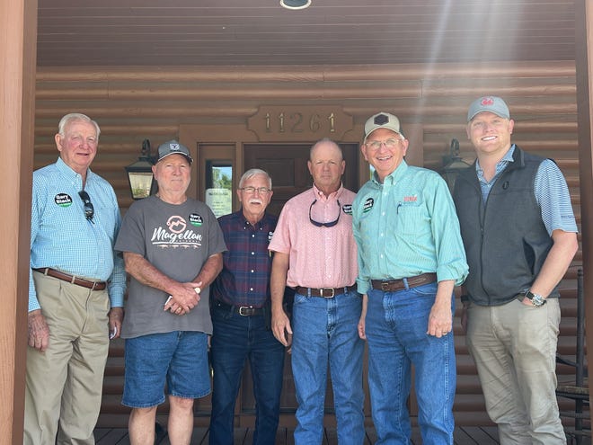 Georgia's Agriculture Commissioner and U.S. Senate nominee Gary Black (second from right) visited the Battle Lumber Company at Wadley last week. Pictured (left to right) Male. Max Burns, GOP Jefferson County LC. Clark Sr., Jefferson County Vice President Danny Lives, Alan York County Republican Gary Black and Battle Lumber Rob Swan.