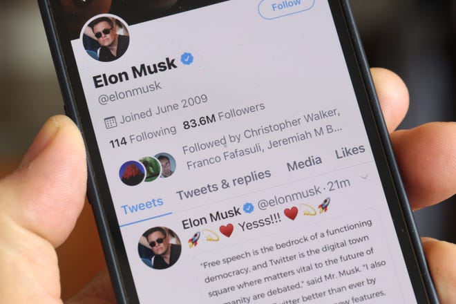 The Twitter profile of Elon Musk with more than 83 million followers