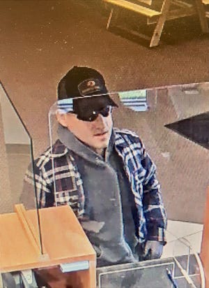 The Keokuk Police Department are asking for the publics' help identifying a suspect (pictured here) in a bank robbery on Tuesday, April 26, 2022.