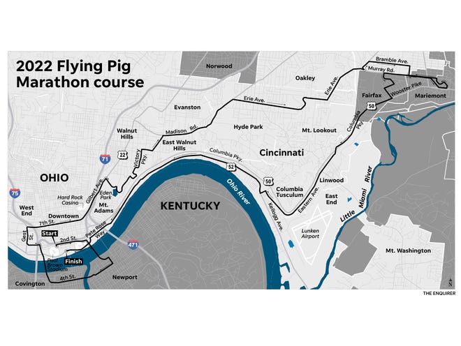 2022 Flying Pig Marathon course map