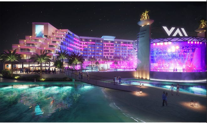 A rendering of VAI Resort, originally called Crystal Lagoons, slated to open in Glendale in spring 2023.