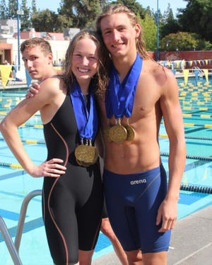 Behind multiple record-breaking performances from Jillian Lambert, left, and Joshy Peters, COS swept theCVC men's and women's swimming and diving titles.