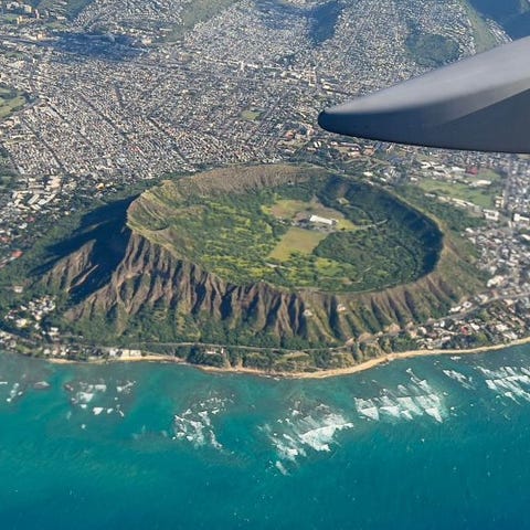 Diamond Head crater in Oahu, Hawaii, is seen from 
