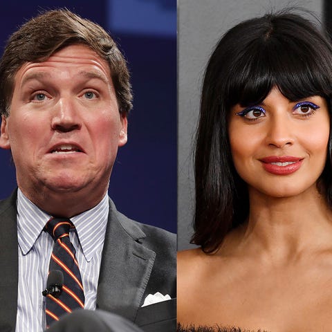 (L-R) Tucker Carlson, Jameela Jamil and Azealia Ba