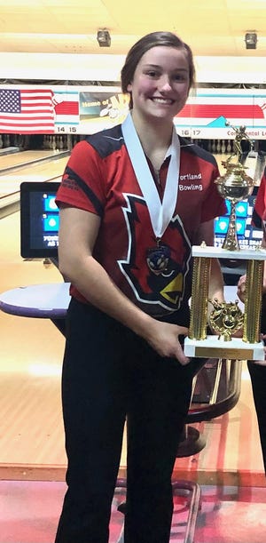 Portland's Jessie Whitford is the Ionia County Girls Bowler of the Year.