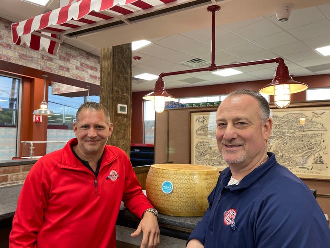 Owners Michael Piazza (left) and Michael Albanese (right) are getting ready to open Pastosa Ravioli on  Route 35 in Eatontown on May 1, 2022.