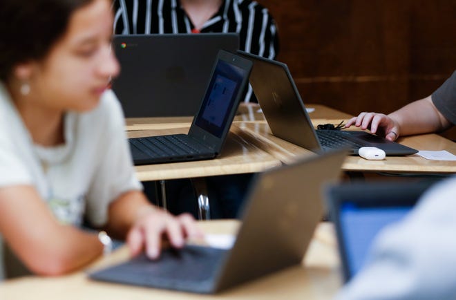 At Glendale High School, students take end-of-course exams on Google Chromebooks.