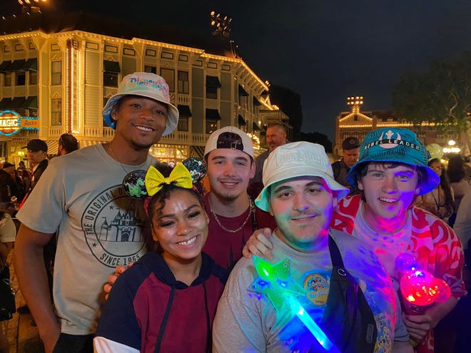 Montgomery native Lady K at Disneyland with four of this season's fellow American Idol contestants, from left, Mike Parker, Noah Thompson, Christian Guardino and Fritz Hager.