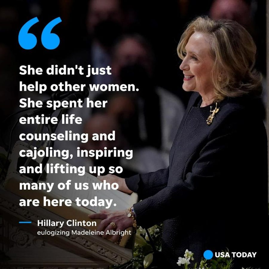 Hillary Clinton eulogizes Madeleine Albright.