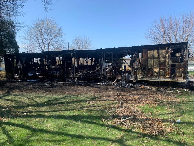 A man from Fennville was hospitalized follow a fire Wednesday afternoon. The structure is deemed a total loss.