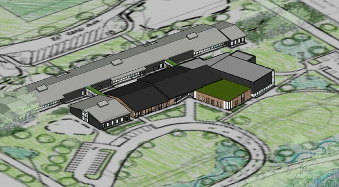 An overhead rendering of what Riley Farms Elementary could look like once constructed. The building is expected to be ready for the 2024-25 school year.