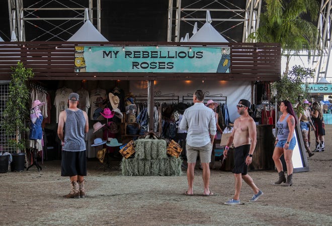 The My Rebellious Roses shop is seen set up at Nikki Lane's Stage Stop Marketplace during the Stagecoach country music festival in Indio, Calif., Friday, April 29, 2022.