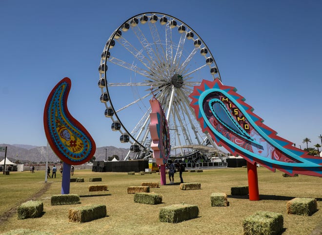 “MISMO” an art installation by Coachella Valley artist Sofia Enriquez is seen on the grounds for the Stagecoach country music festival in Indio, Calif., Friday, April 29, 2022.