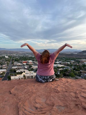 K. Sophie Will sits on Dixie Rock on April 27, 2022.