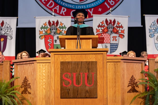 Dr. Condoleezza Rice, the 66th United States Secretary of State, spoke Friday during the commencement ceremonies at Southern Utah University in Cedar City.