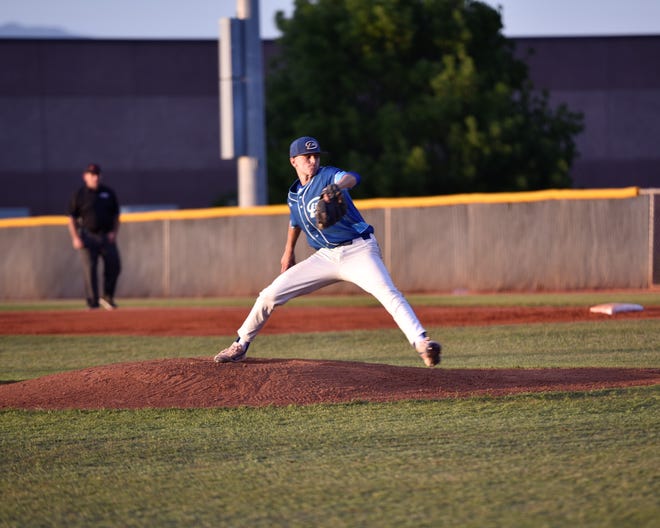Cayson Bell struck out seven over five innings on April 29 to lead Dixie to a 4-2 win over Desert Hills and officially clinch a Region 10 title for the Flyers. Dixie, Desert Hills and other Region 9 schools are competing for the 4A state title with the state tournament starting this week.