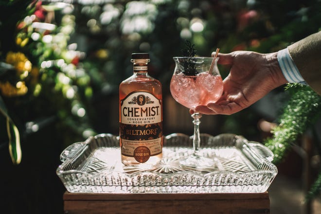 Chemist Spirits and the Biltmore Estate collaborated on the Conservatory Rose Gin, aged in red wine-soaked oak barrels with rose petals from Biltmore's garden.